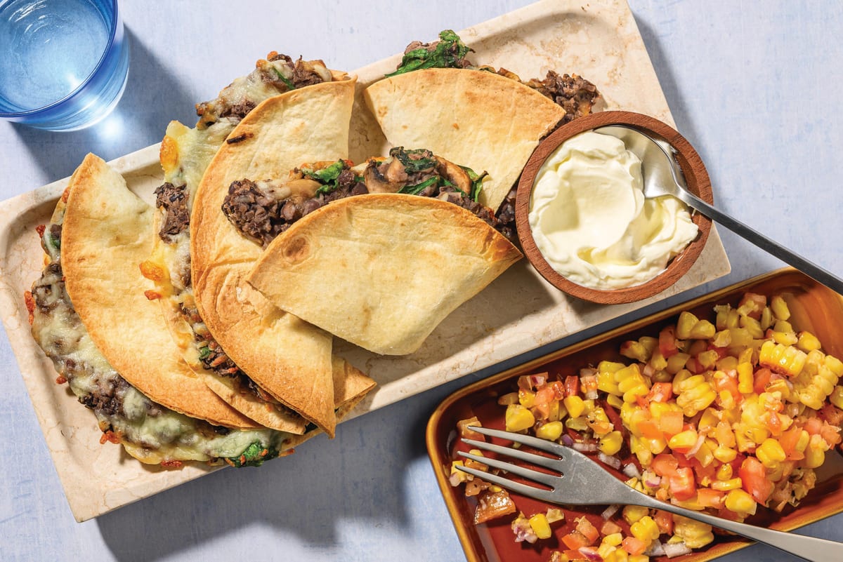 Black Bean & Mushroom Quesadillas