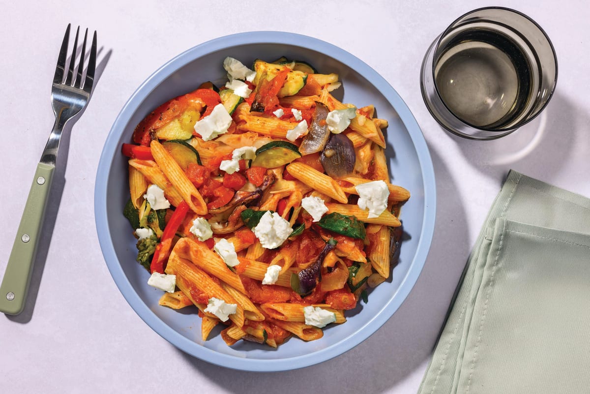 Roasted Veggie & Bacon Penne