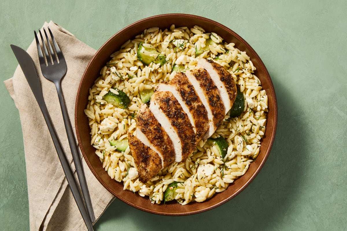 Greek Chicken, Orzo & Feta Salad