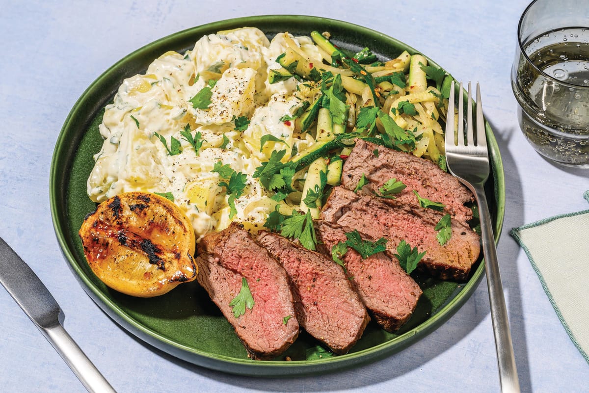 Chargrilled Beef & Dill-Parsley Potatoes