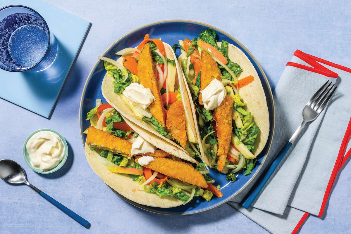 Plant-Based Crumbed Chick'n Tacos