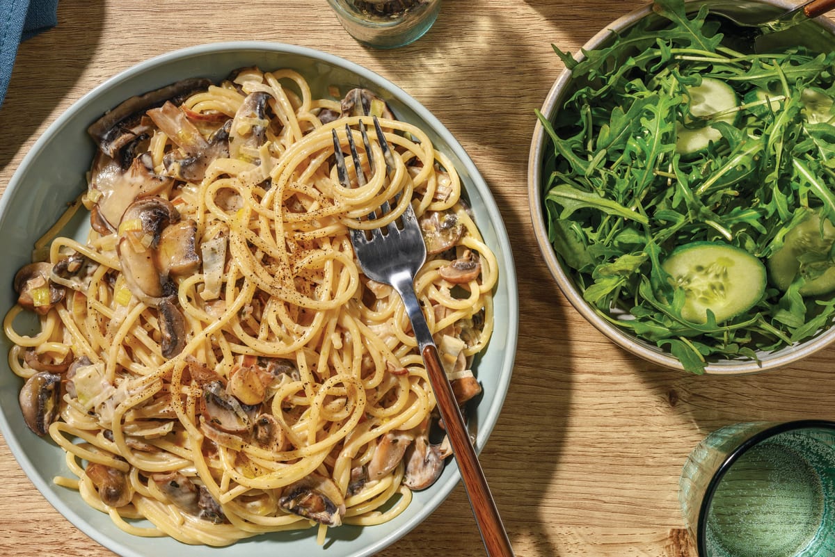 Creamy Mushroom & Rosemary Spaghetti