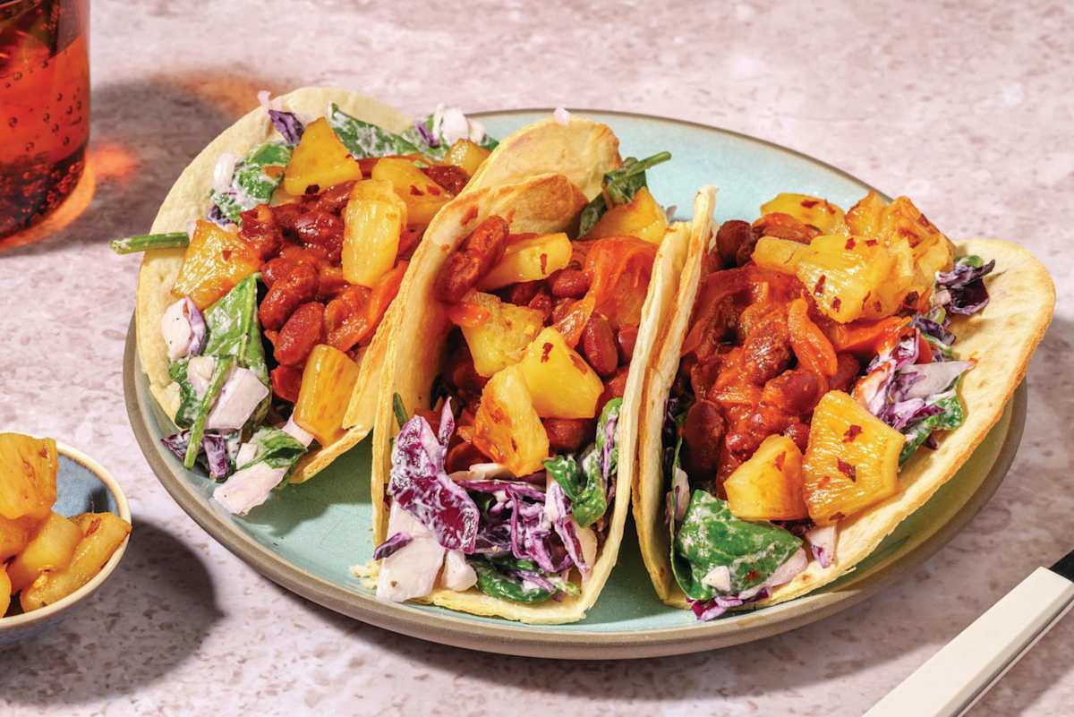Caribbean Kidney Bean & Slaw Tacos