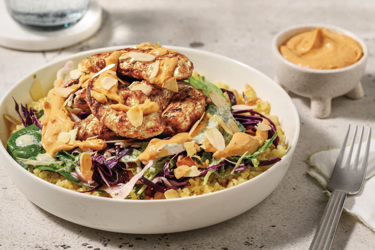 Honey-Garlic Chicken, Haloumi & Couscous Bowl