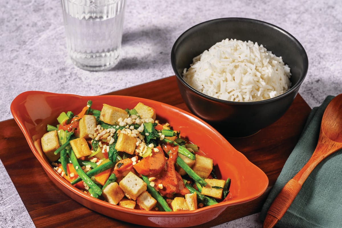 Prawn-Tofu Stir Fry & Coconut Sauce