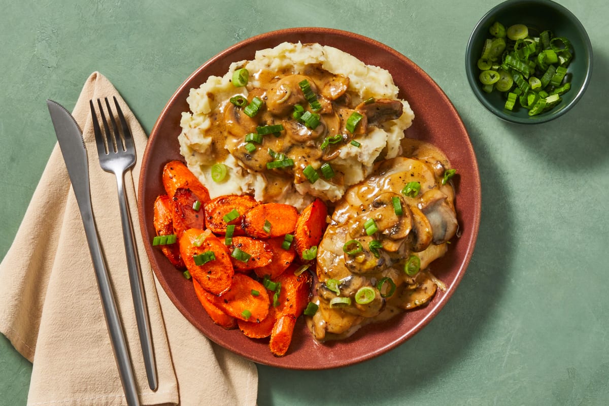 Cheesy Smothered Mushroom Chicken