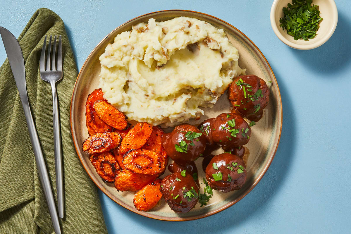 Brown Sugar Bourbon BBQ-Glazed Meatballs