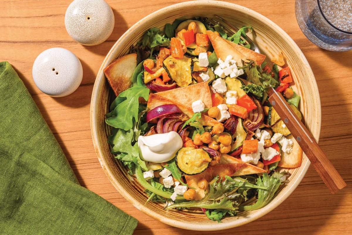 Fattoush-Style Chickpea & Veggie Salad