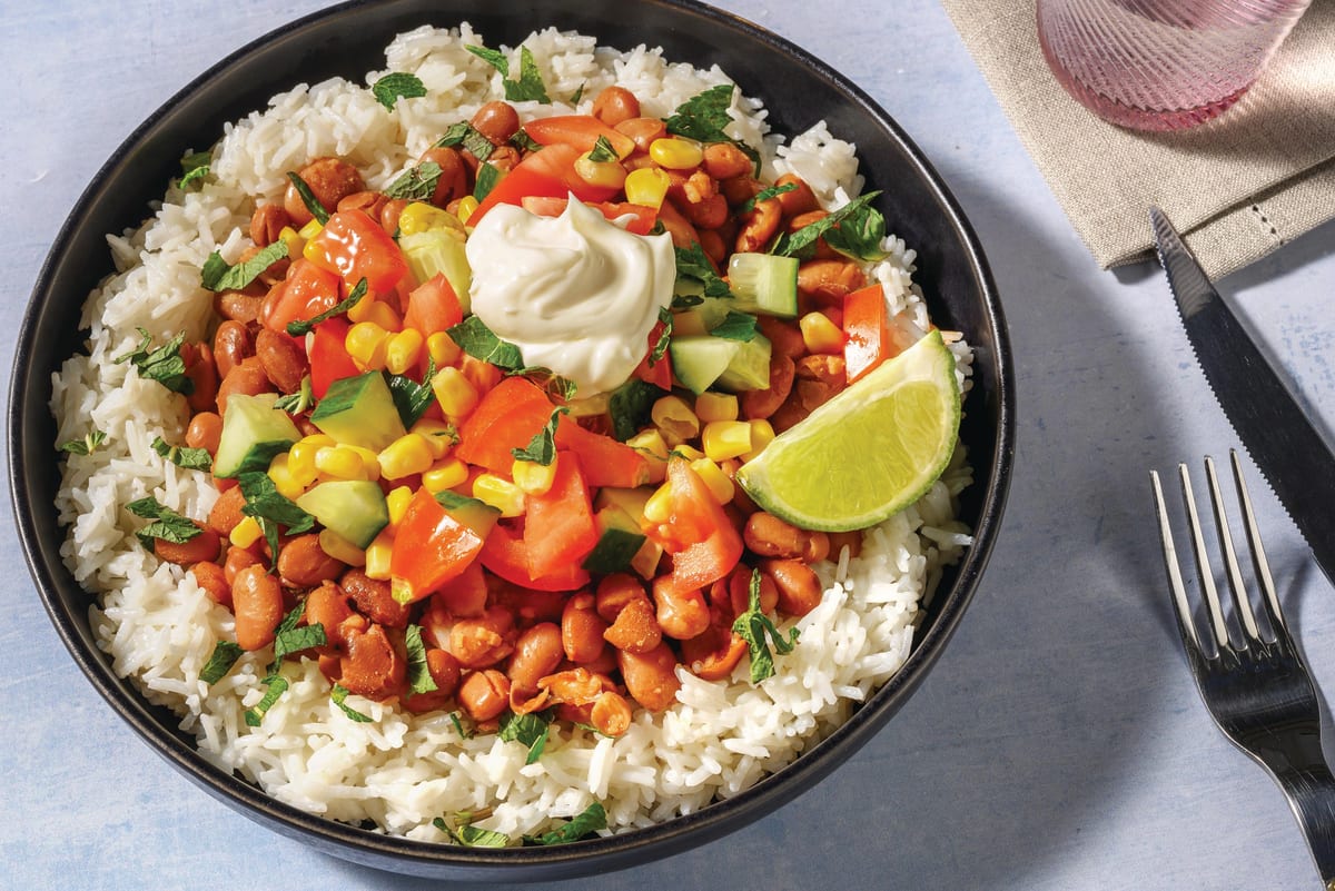 Cheesy Caribbean Beans & Coconut Rice