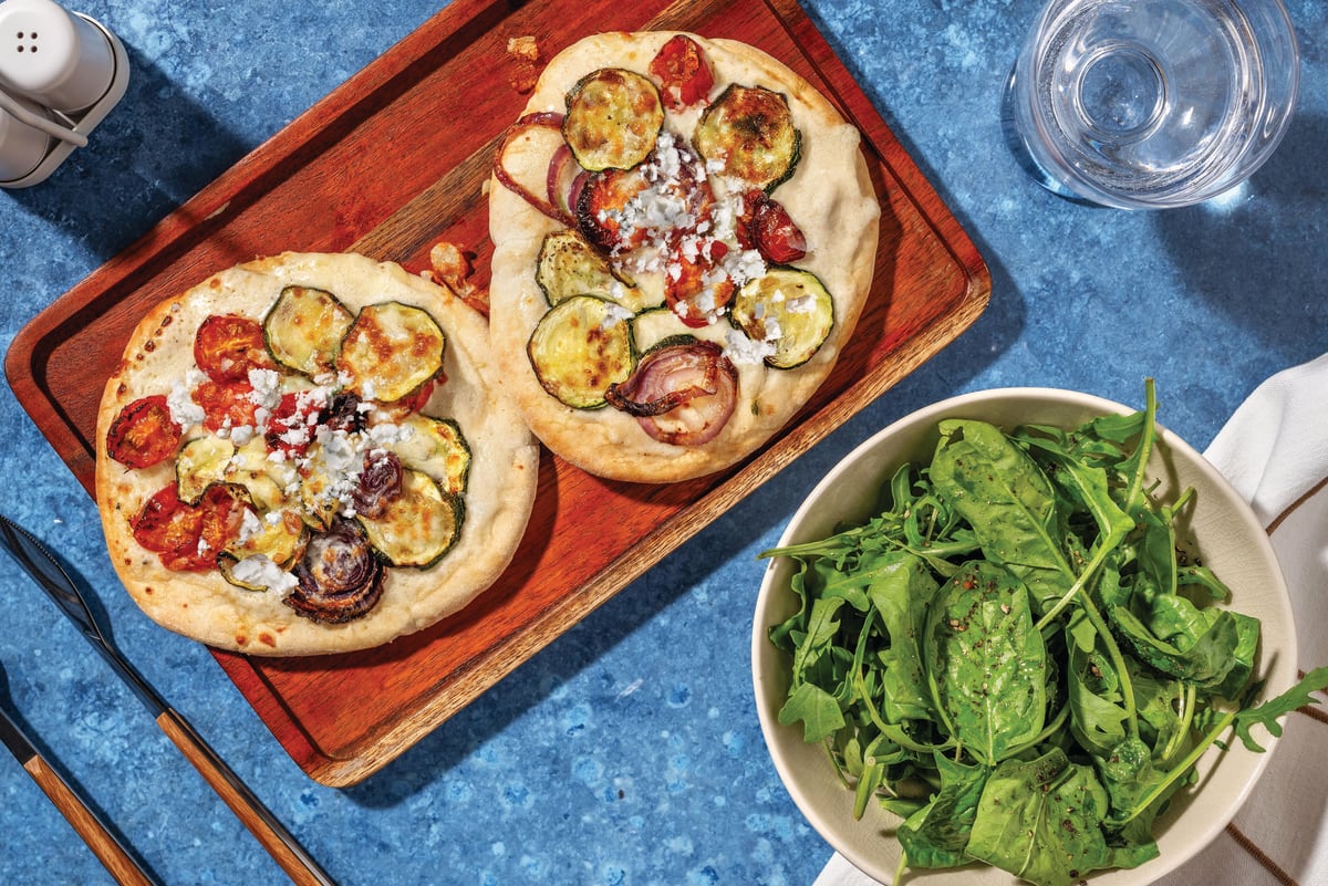 Roast Veggie & Bacon Flatbread Pizza Bianca