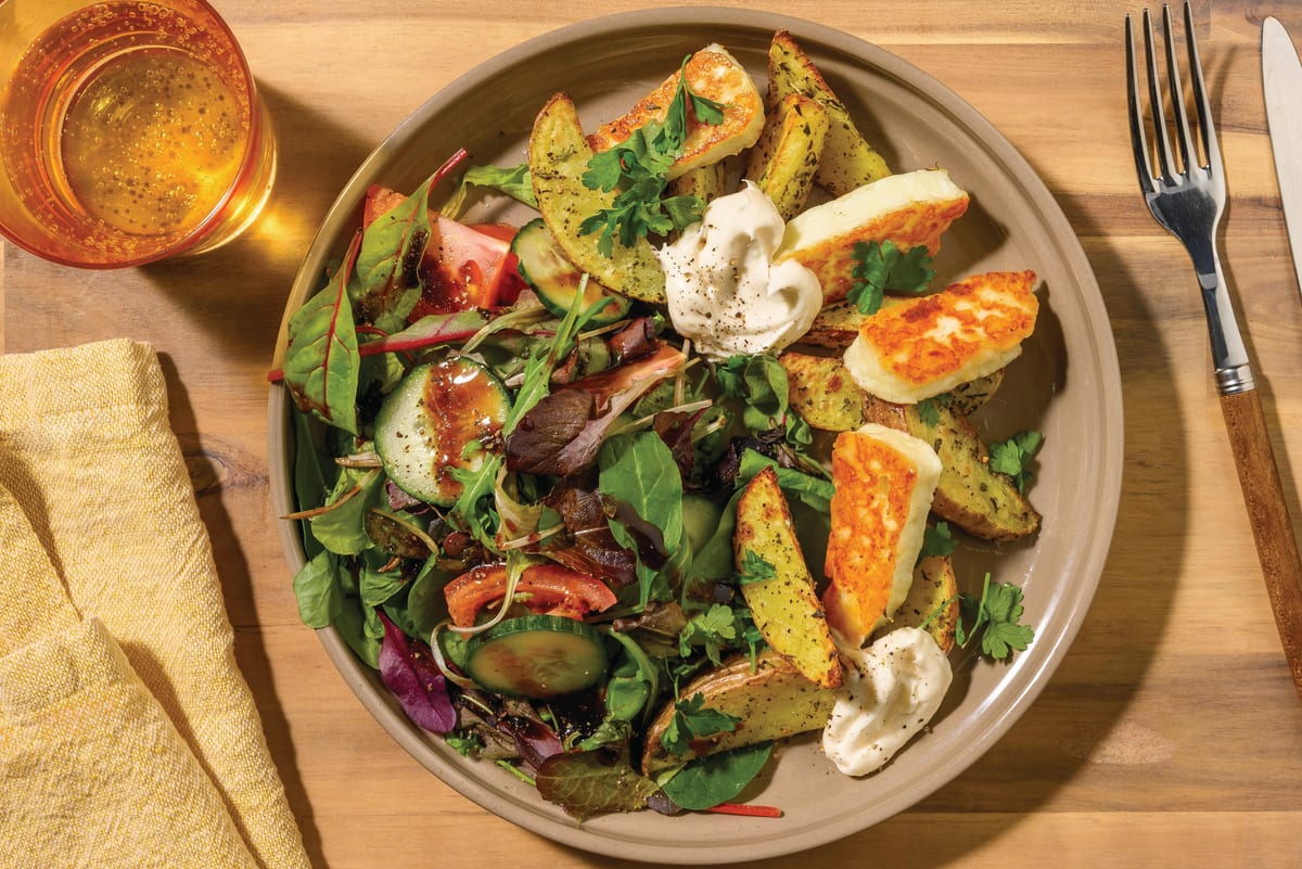 Double Golden Haloumi & Oregano Potato Wedges