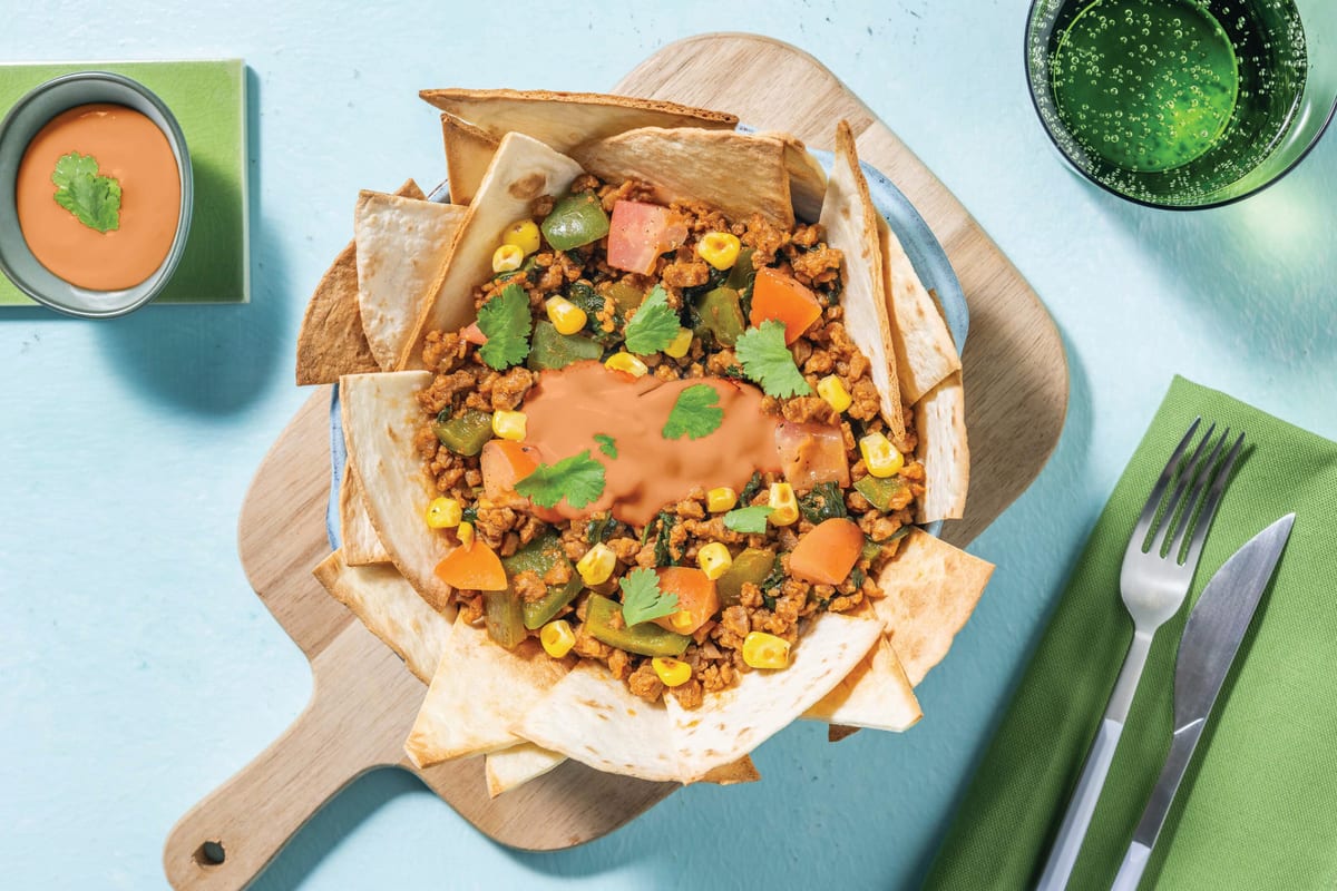 Fiery Pork Mince Nachos