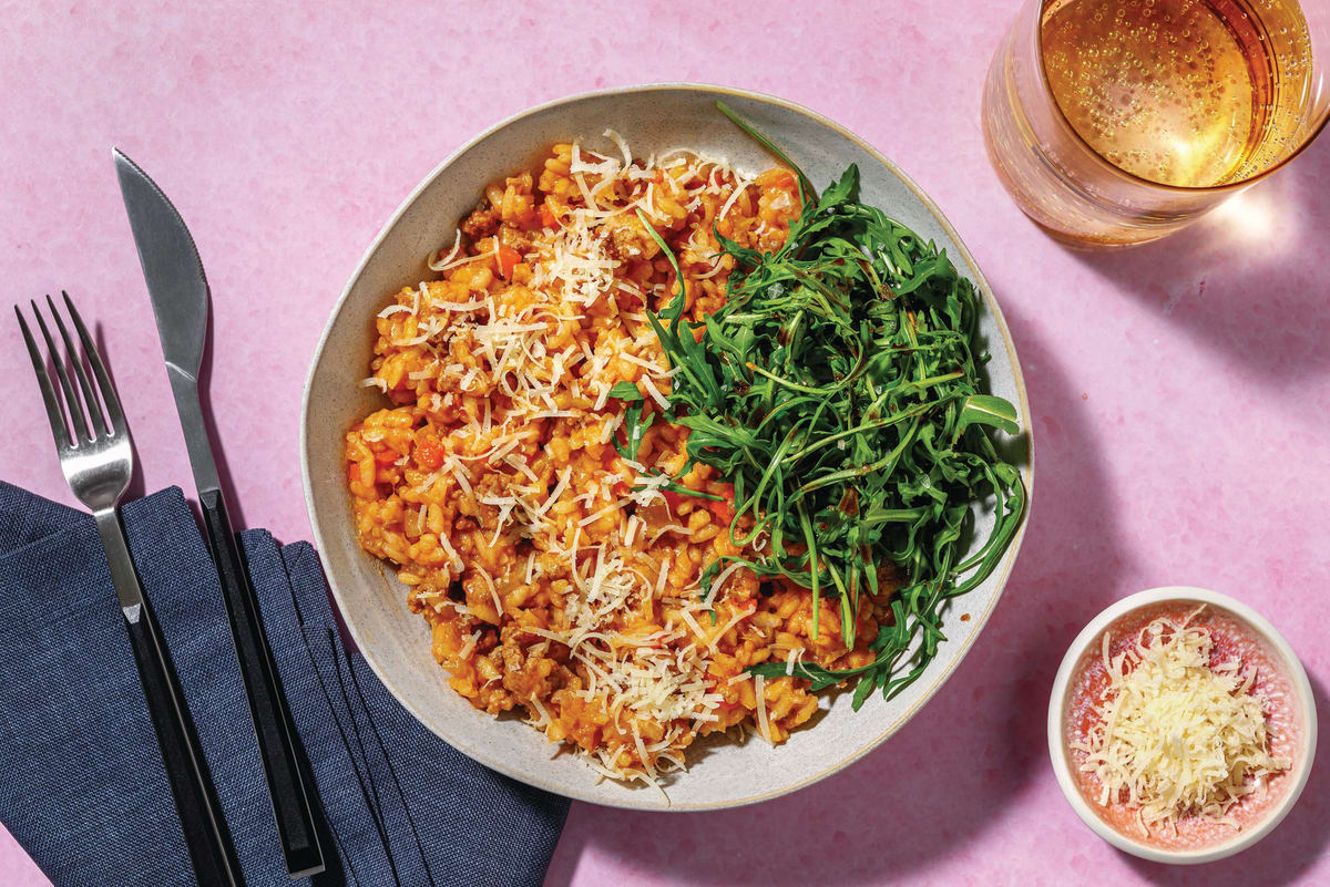 Beef, Pork & Leek Bolognese Risotto