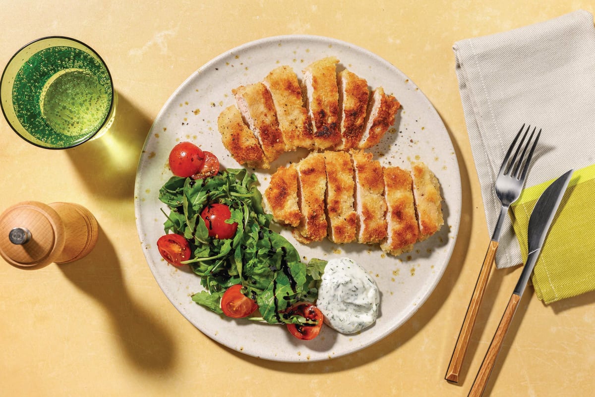 Nonna's Halloumi Cotoletta & Tomato Salad