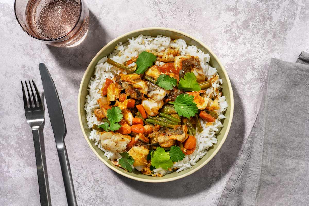 Golden Coconut Fish, Prawn & Veggie Curry