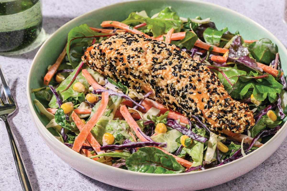 Sesame-Crusted Salmon & Rainbow Slaw