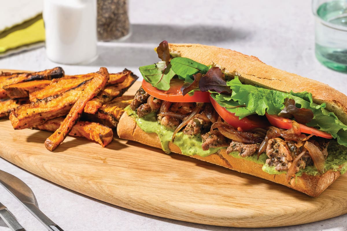 Herby Double Beef & Caramelised Onion Sambos
