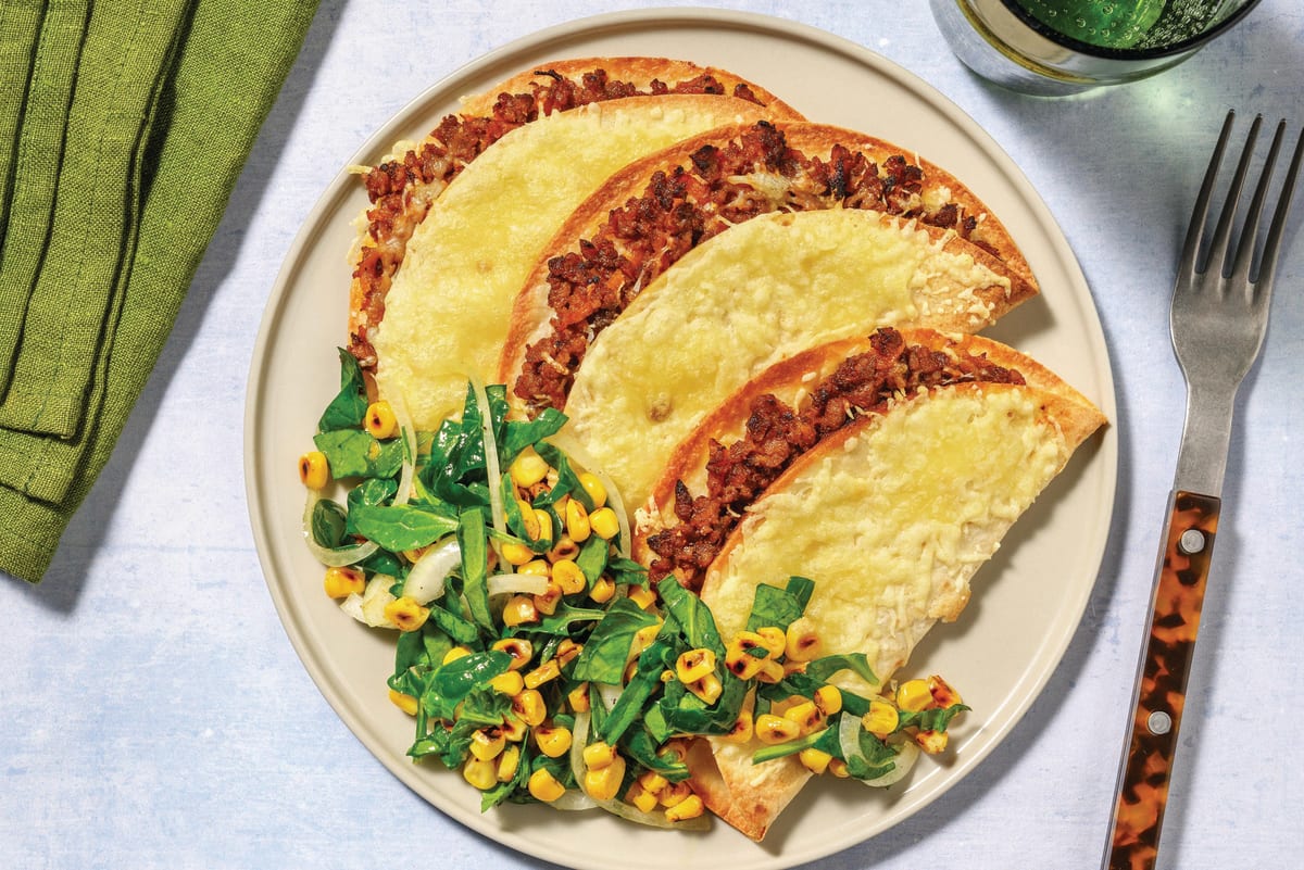 Cheesy Plant-Based Mince Quesadillas