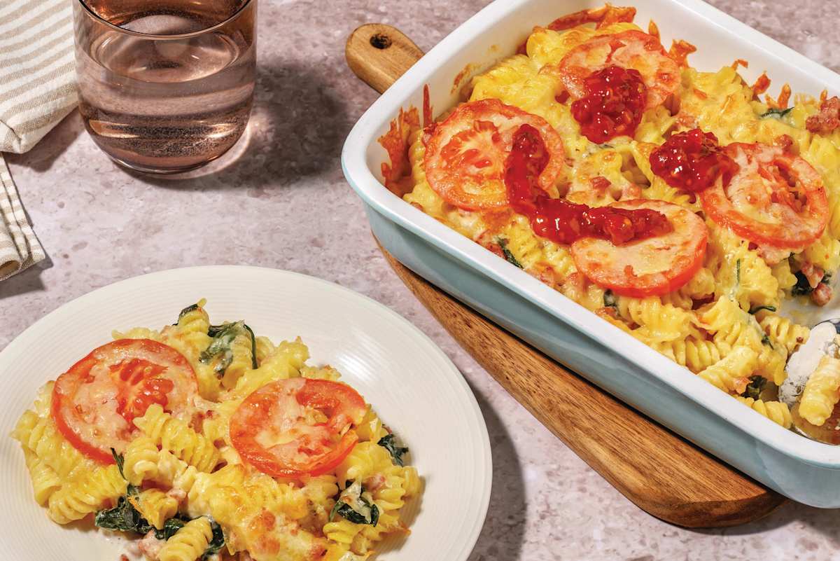Creamy Double Bacon Pasta Bake