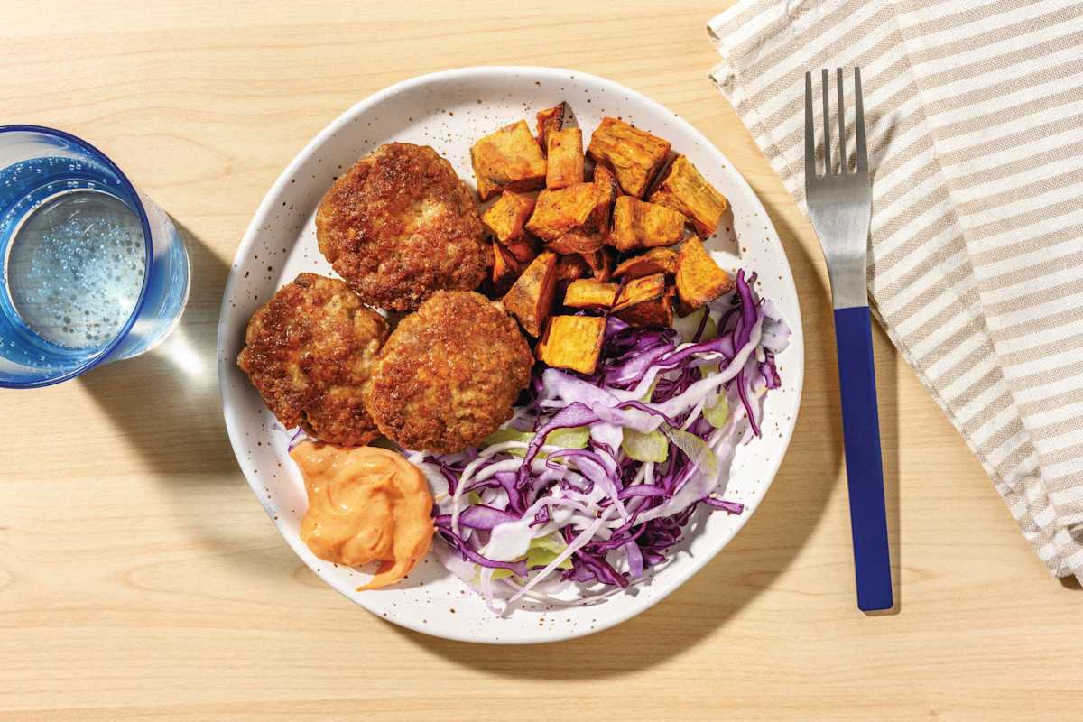 Beef Rissoles & Roast Kūmara Chunks