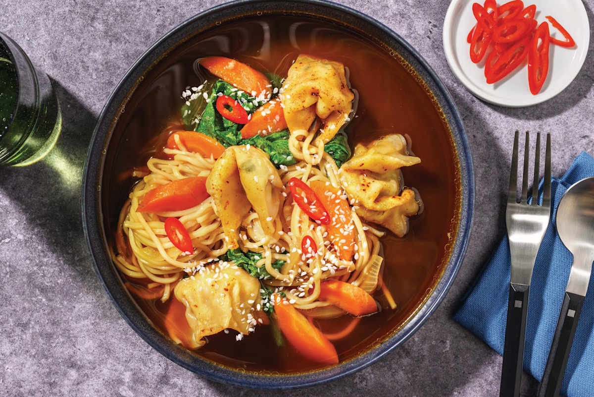 Chicken, Prawn Wontons & Umami Veggie Soup