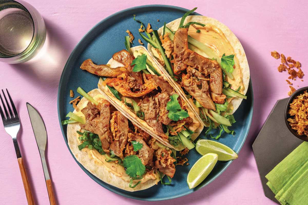 Garlic Pork & Pea Pod Tacos