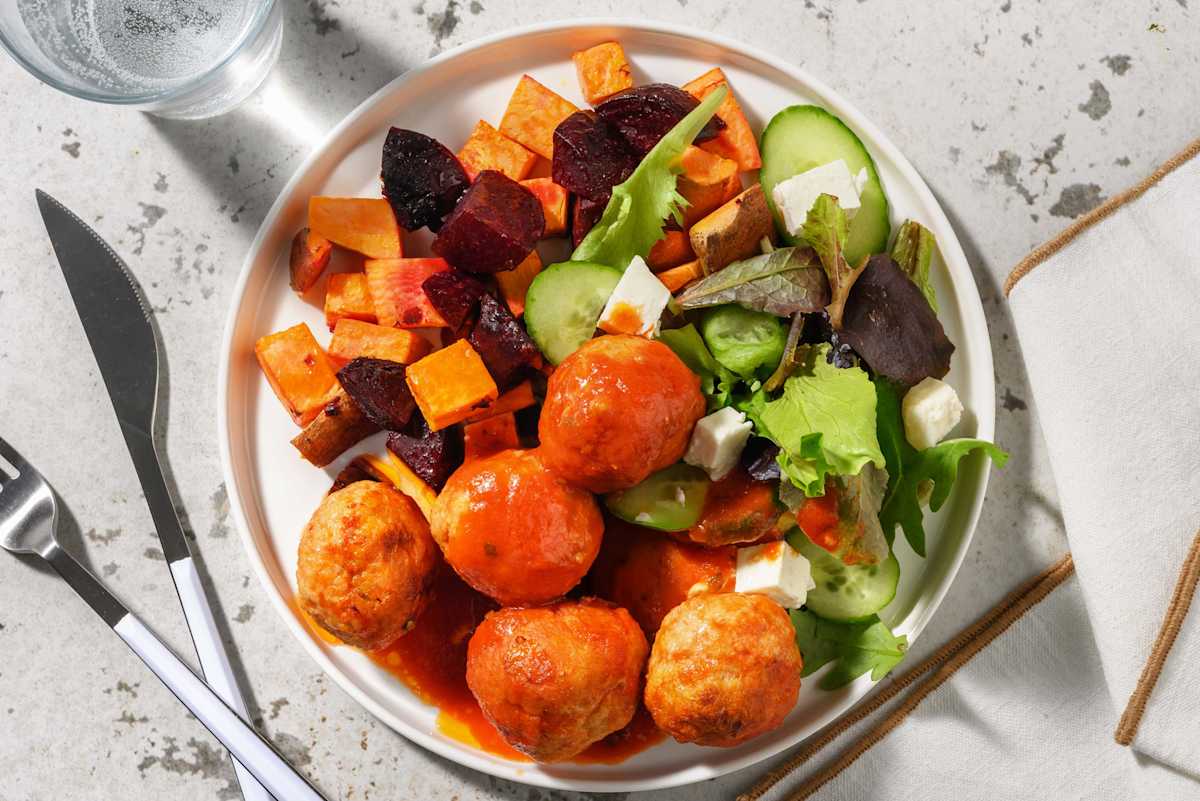 Double Baked Pork Meatballs & Herby Tomato Sauce