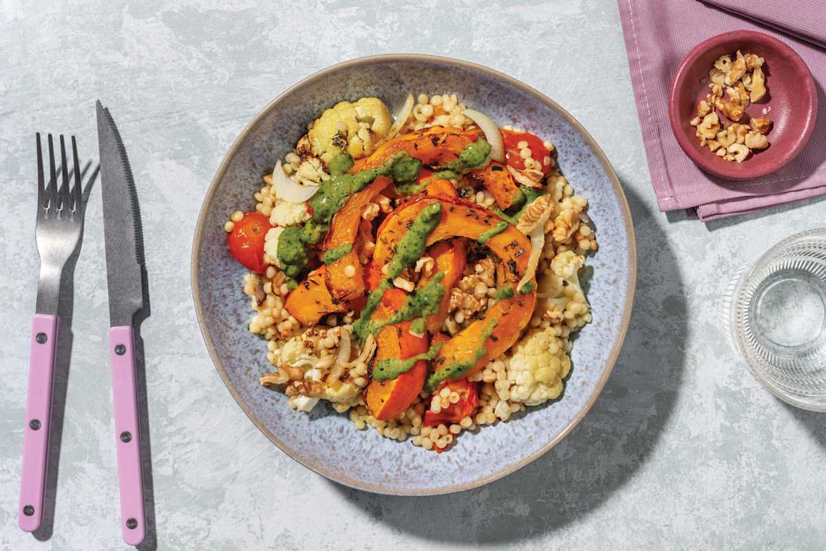 Garlicky Pumpkin & Veggie Pearl Couscous