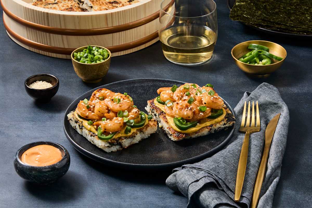 Crispy Sesame Rice & Sweet Heat Shrimp