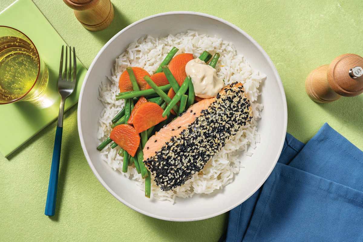 Sesame-Crusted Salmon & Ginger Veggies