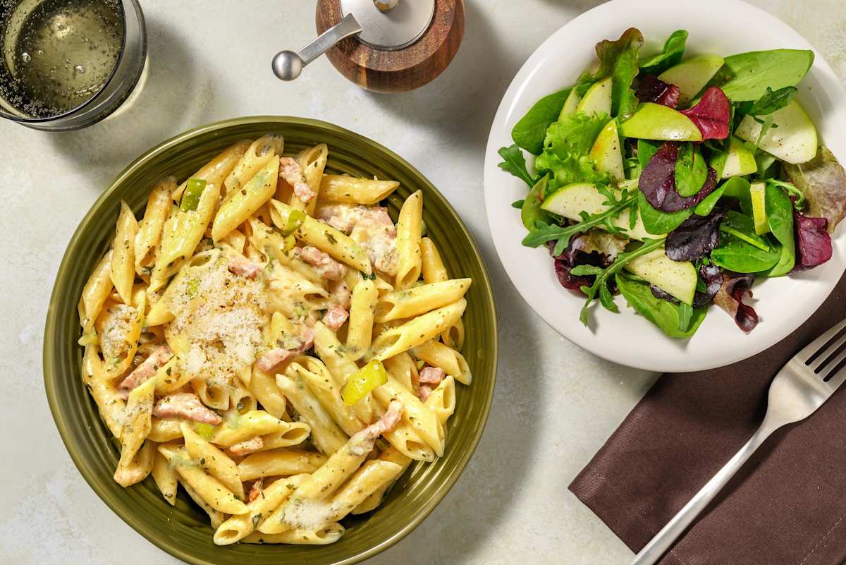 Creamy Chicken & Bacon Pesto Pasta