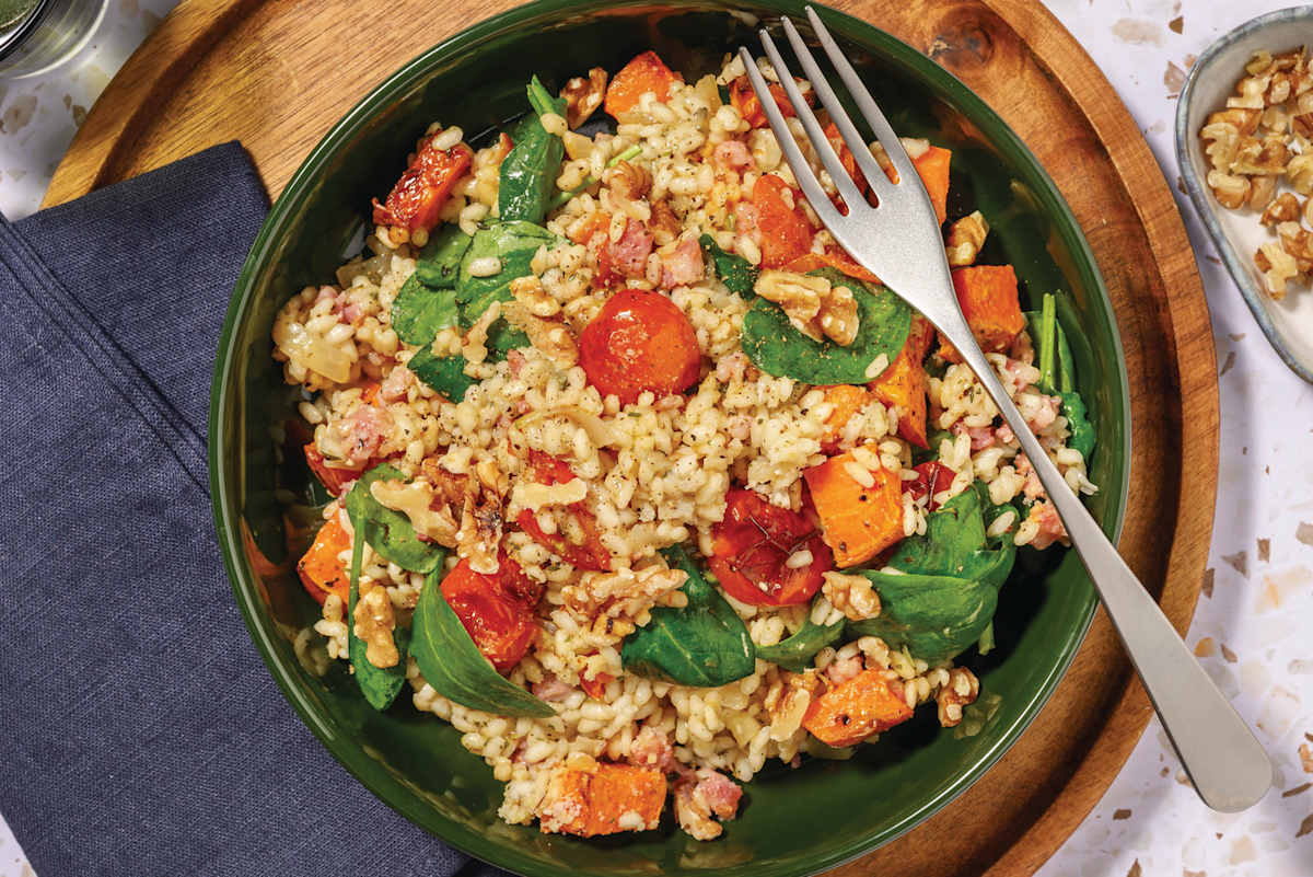 Garlicky Chicken, Bacon & Sweet Potato Risotto