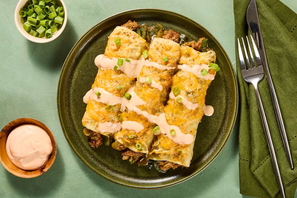 One-Pan Beef Enchiladas Verdes