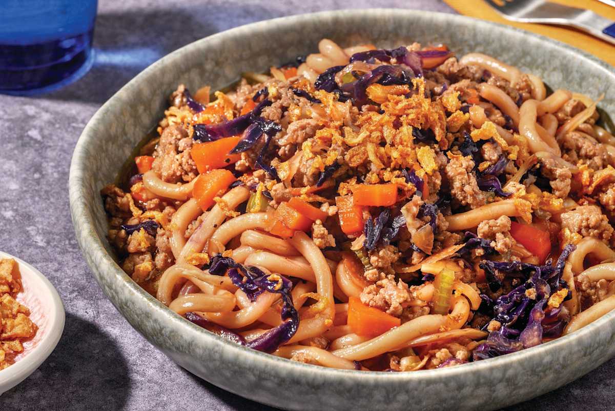Sticky Pork & Veggie Udon Stir-Fry