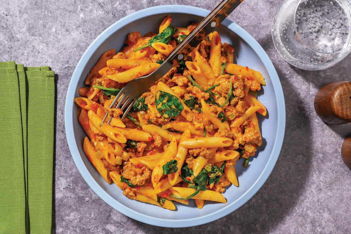 HelloHero: Creamy Plant-based Mince Pasta
