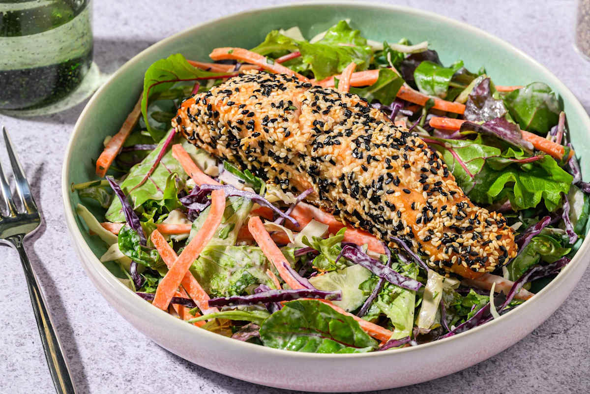 Sesame-Crusted Salmon & Rainbow Slaw