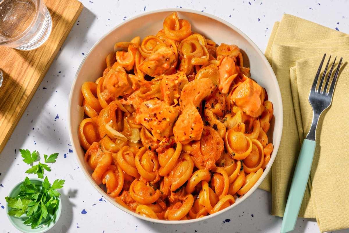 Quick Double Creamy Chicken & Tomato Pasta