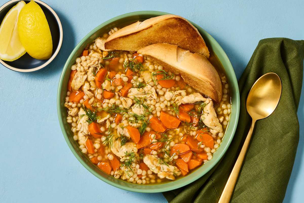 Dilly Chicken & Pearl Pasta Soup
