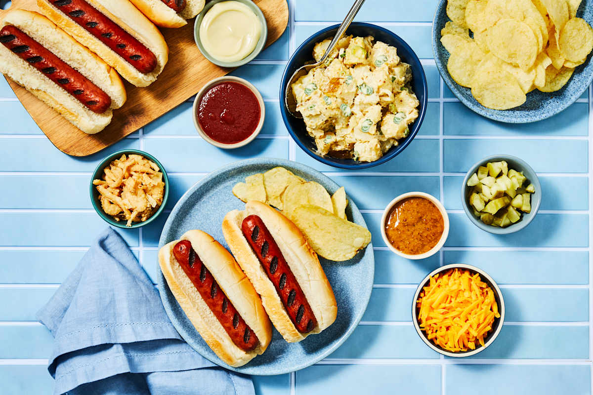 Father's Day Hot Dog Bar with Potato Salad & Chips