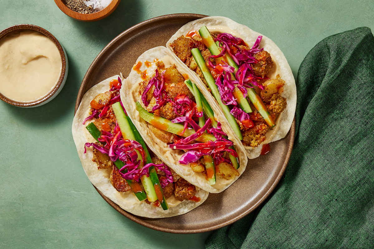 Crushed Falafel & Potato Tacos