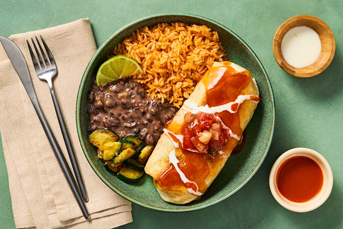 Turkey, Zucchini & Bean Wet Burritos