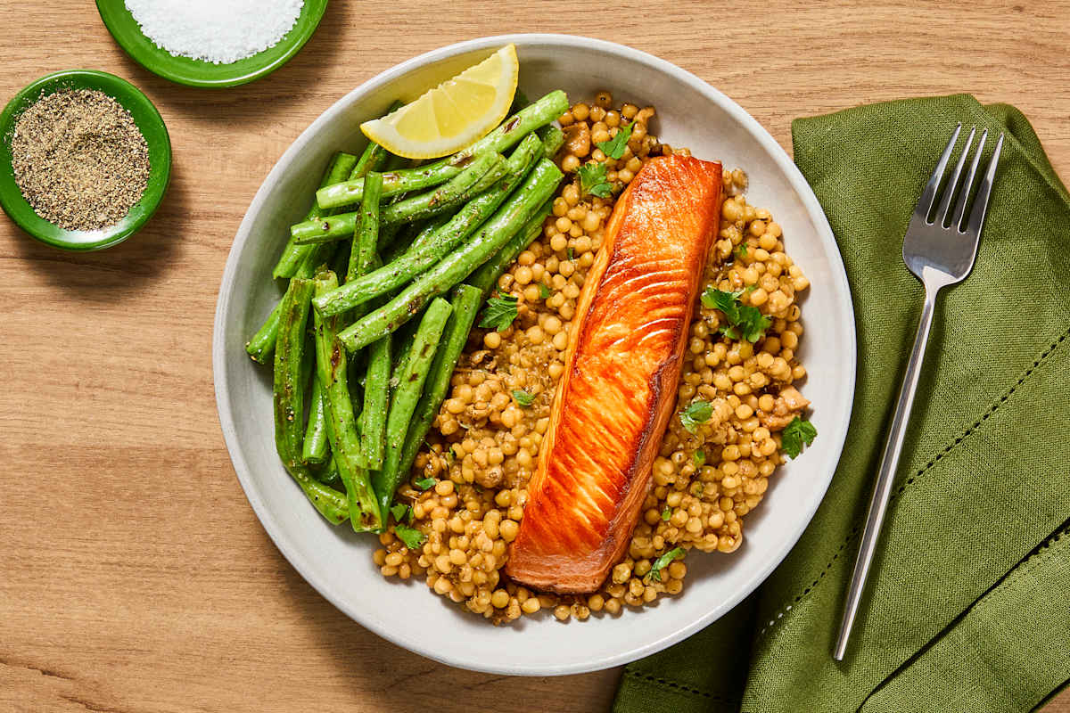Lemony Herbed Salmon & Couscous Skillet