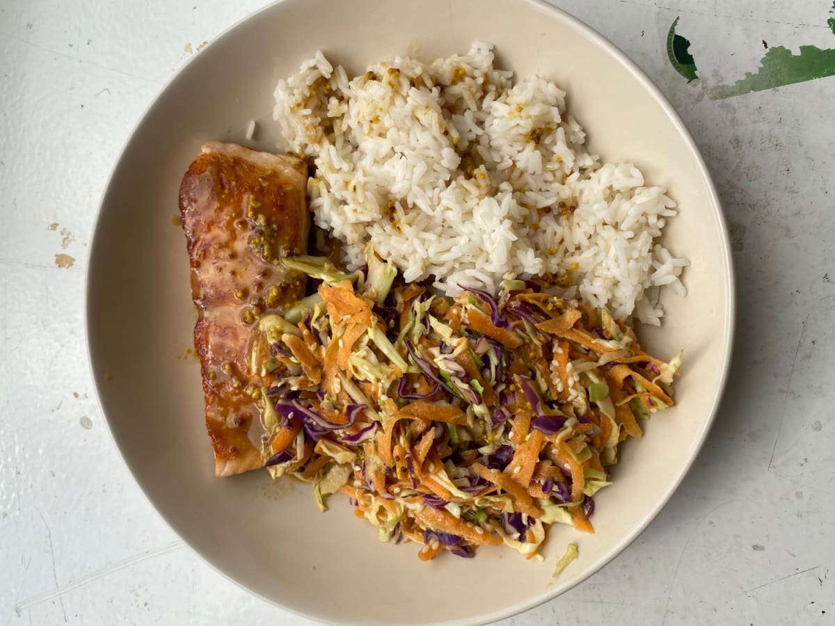 Miso-mustard salmon
