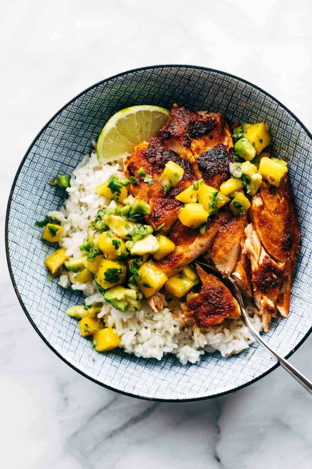 Speedy Tex-Mex Salmon Rice Bowls