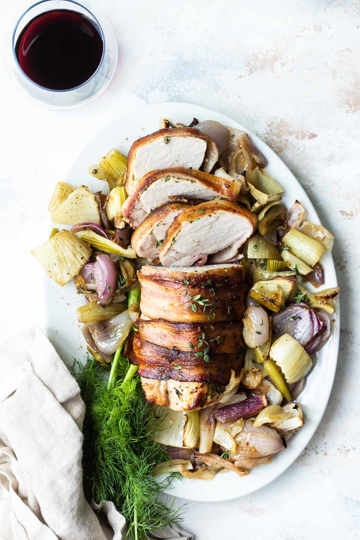 Bacon-Wrapped Pork Roast with Sage
