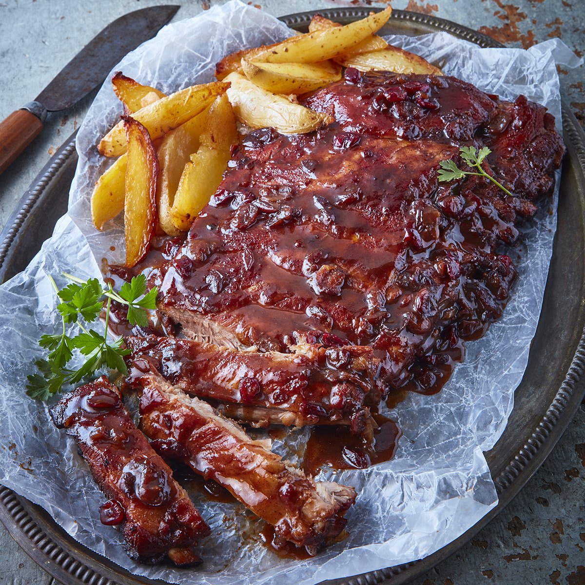 Cranberry BBQ-Sauced Ribs