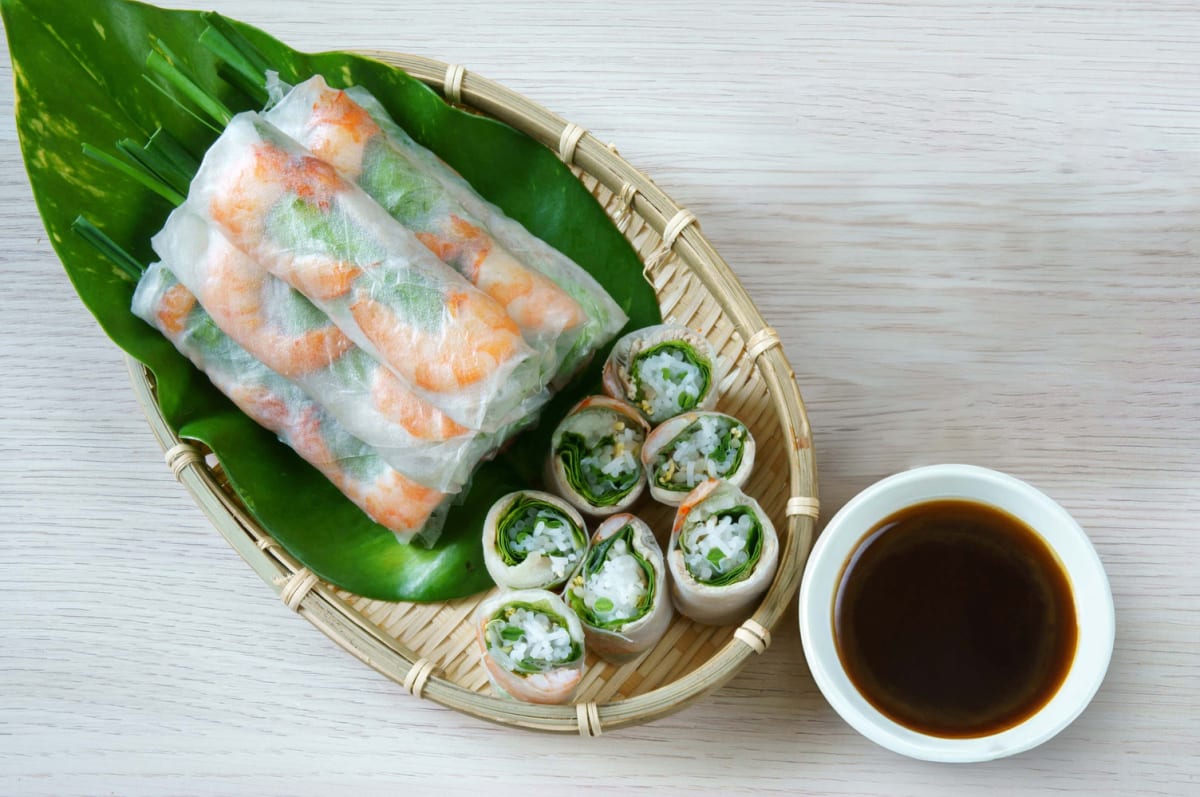 Vietnamese rijstvelloempia's met garnalen
