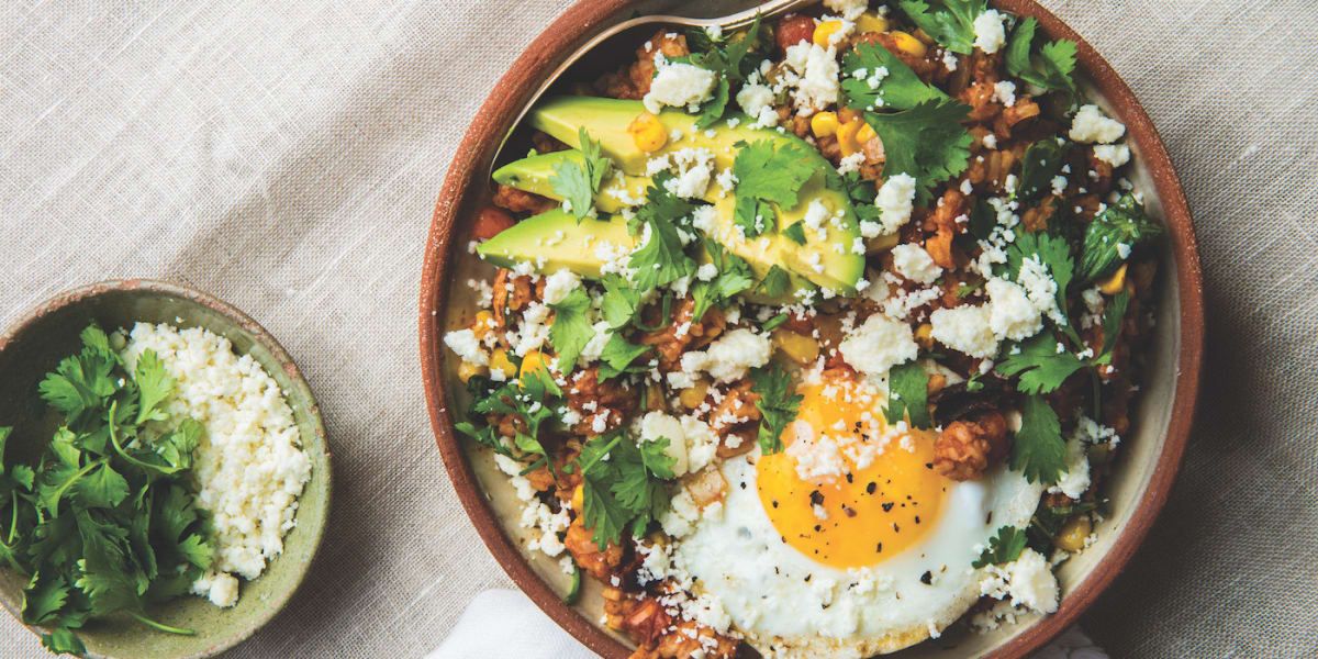 Heuvos Rancheros Inspired Chipotle Rice Bowls
