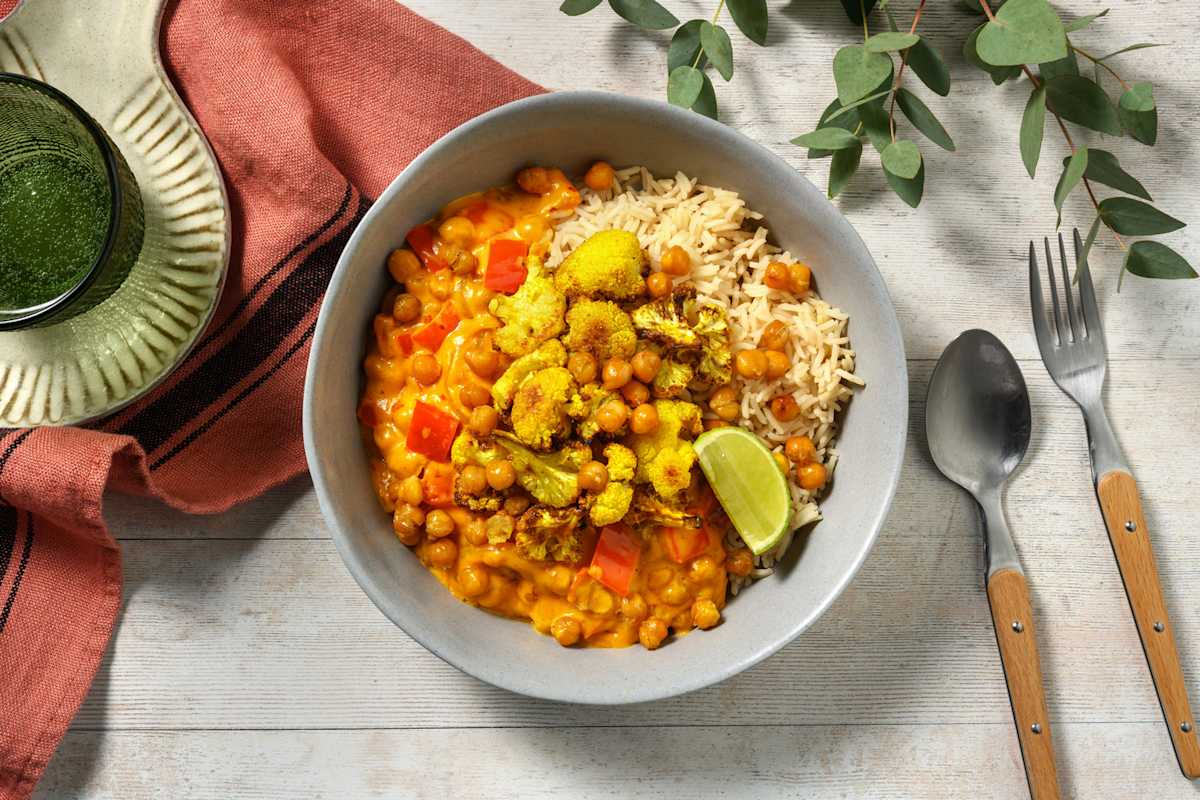 Gele curry met geroosterde bloemkool