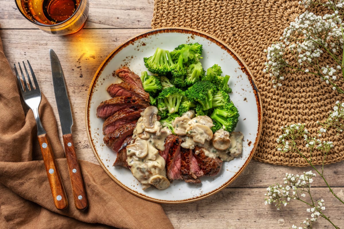 Hertenbiefstuk met champignonroomsaus